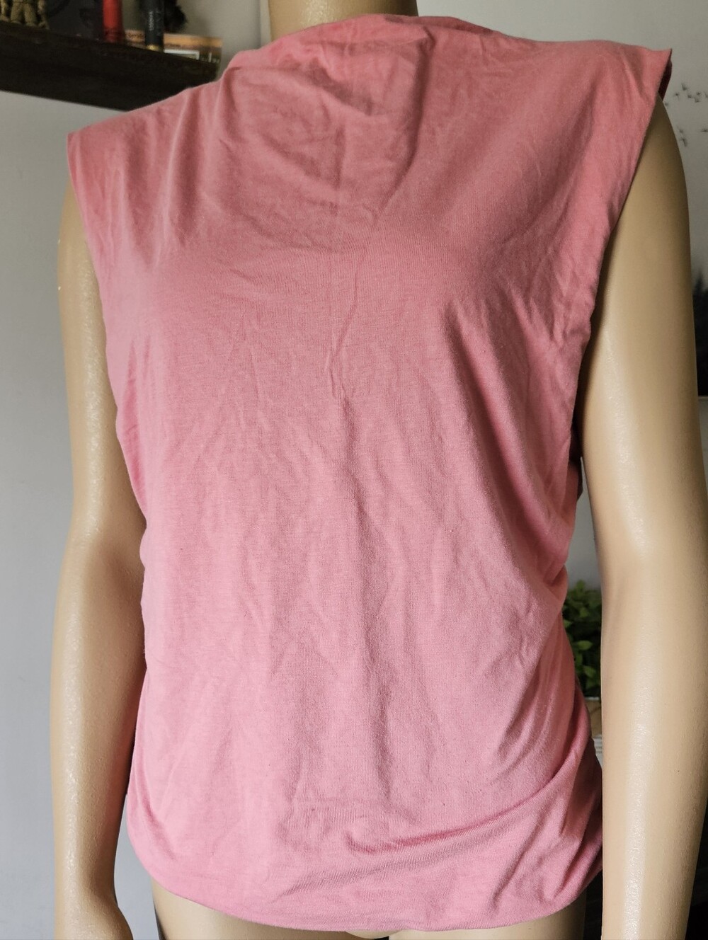 Rebecca Minkoff Mock Neck Women’s Sleeveless Pink Tank Top Side Rouched Chic XL